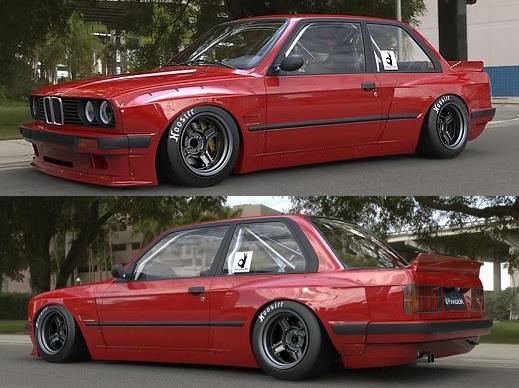 BMW E30 Rocket Bunny Pandem-style body kit