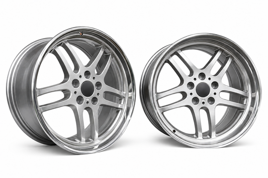 18" M-PARALLEL (STYLE 37) STYLE (SILVER FACE) – F: 8J ET13 / R: 9.5J ET25 – 5x120