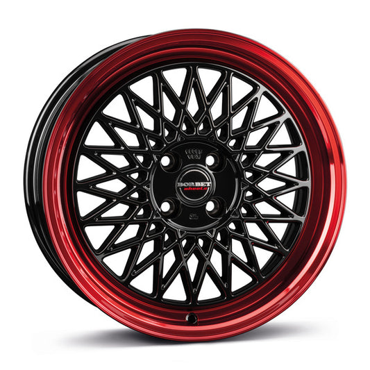 17" BORBET B WHEELS – 4x 7Jx17 4x100 BLACK&RED