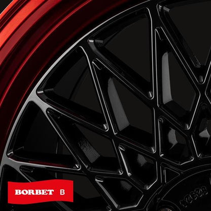 17" BORBET B WHEELS – 4x 7Jx17 4x100 BLACK&RED